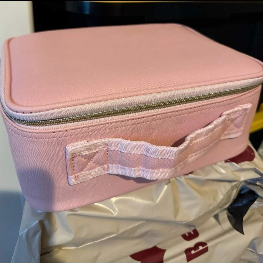 Pink Makeup Bag with Mirror